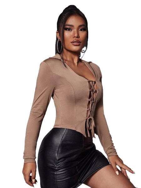 

sxy lace up front solid h4cl#, White