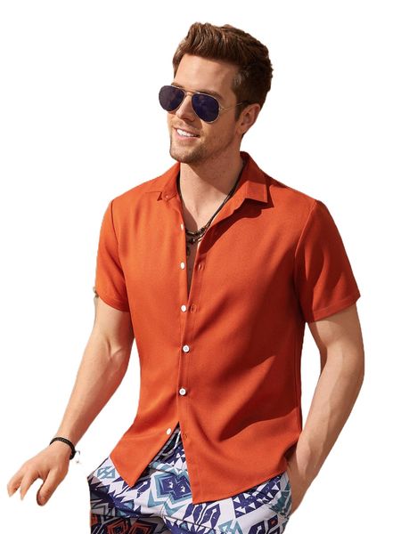 

men solid button front shirt 89tp#, White;black