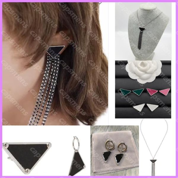 

2021 women jewelry triangle symbole designer earrings p letter fashion womens necklace pendant drop hoop accessories love bracelet262o, Black