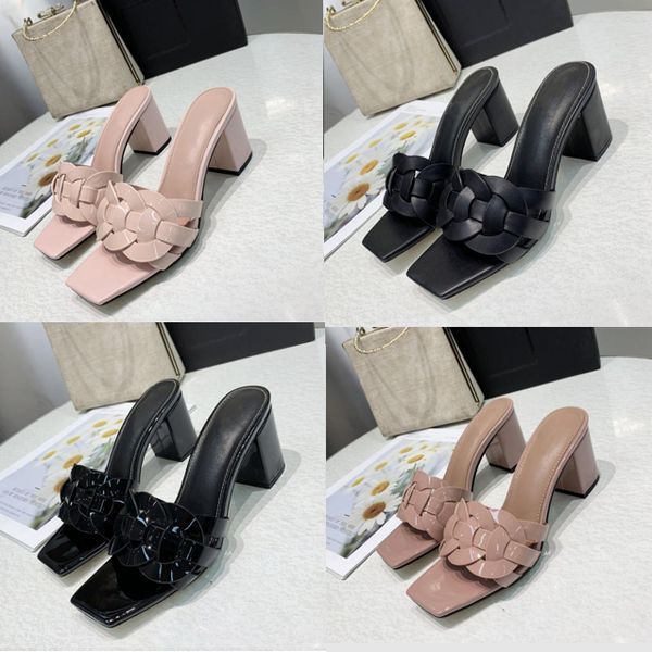 

women sandals designers slippers flat slides flip flops fashion intertwining straps italy high heels summer outdoor causal shoes with box 35, Black