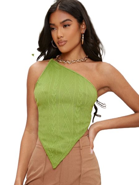 

club hanky hem tie backless one shoulder b72n#, White
