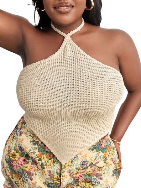 

sxy plus tie backless bandana hem halter b2hd#, Black