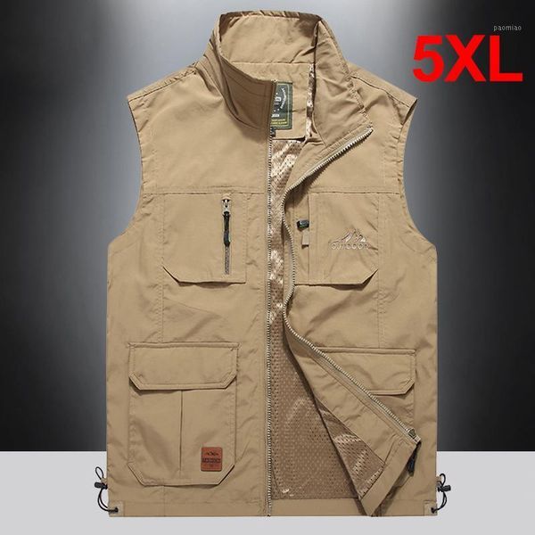 Gilet cargo Primavera Autunno Pography Gilet da viaggio da caccia Tattiche di moda Giacca senza maniche da esterno Plus Size 5XL HA063 Uomo