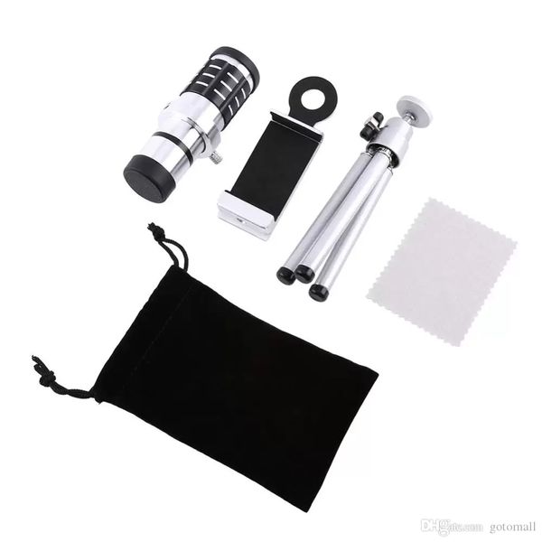 12x zoom teleobinança telescópio telescópio monte tri kit para iphone xiaomi samsung huawei htc universal