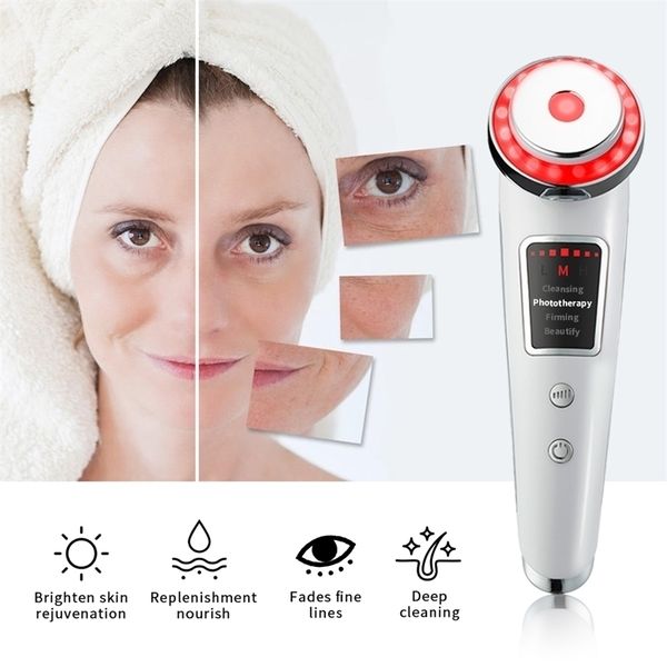 Massageador de rosto Led Pon Skin Rejuvenesation Dispositivos de beleza Defuso Limpeza Ecless Remova Remover Aparelho Cosmético 220630