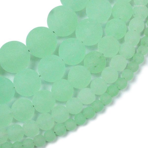 Altre pietre di giada naturale Perline sciolte rotonde di calcedonio verde chiaro opaco per gioielli che fanno collana braccialetto fai da te 4-12mmAltro Toby22