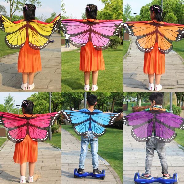 2017 neue Kinder 118 * 48cm Schmetterling gedruckt Chiffon Beach Tuch Cartoon Design Schal Poncho