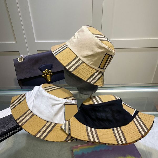 

2022 Designer Bucket Hat Casquette Classic Street Hats Stripe Plaid Patchwork Letter Design Caps for Man Woman 3 Color Top Quality, C1