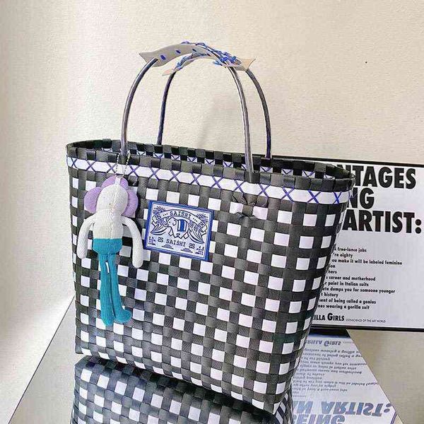 

shopping bags small design thai food basket hand woven bag large capacity 22 new spring and summer vacation style portable tote bag 220420