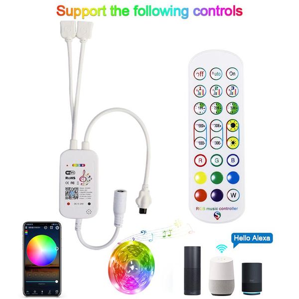 Контроллеры приложение мобильный телефон RGB контроллер Bluetooth LED музыка DC 5V 12V 24V Wi-Fi Alexa удаленный диммер для полосы