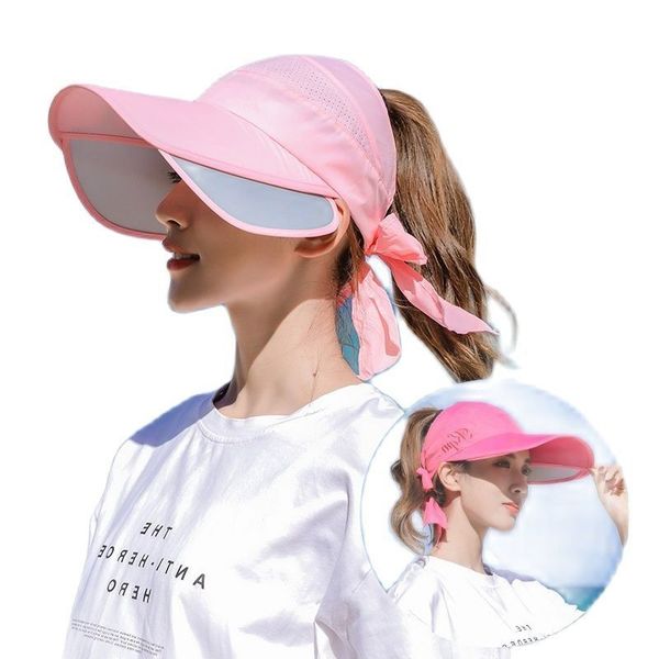

summer sun hat visor caps female scalable brim empty baseball cap uv protection beach hats for women 220707, Blue;gray
