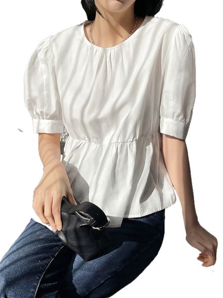 

dazy puff sleeve peplum blouse d9os#, White