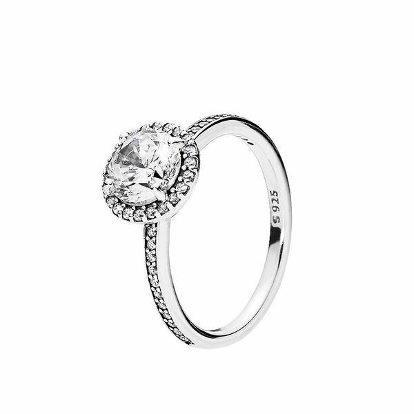 

925 sterling silver mark rrings clear cz diamond classic wedding ring for women girls gift for pandora with original box, Slivery;golden