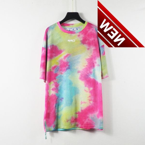 

50%discount new 2022 summer spring and off rainbstyle rendering splash white arrstyle short sleeve factory direct sale, White;black