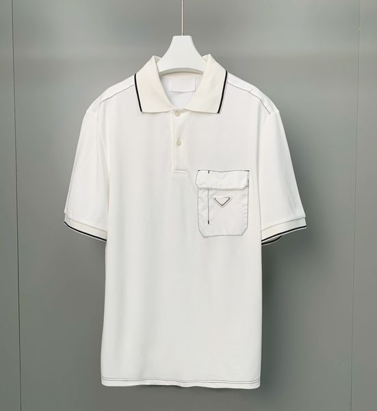 

men's polo t-shirt designers high-end pocket embroidery pattern lapel fashion short sleeve classic triangle patch summer clothing whole, White;black
