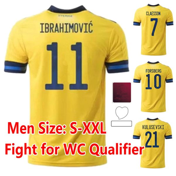 

sweden 2021 soccer jersey ibrahimovic quaison isak forsberg 20 21 football shirts claesson men kids kit kulusevski olsson bengtsson danielso, Black;yellow