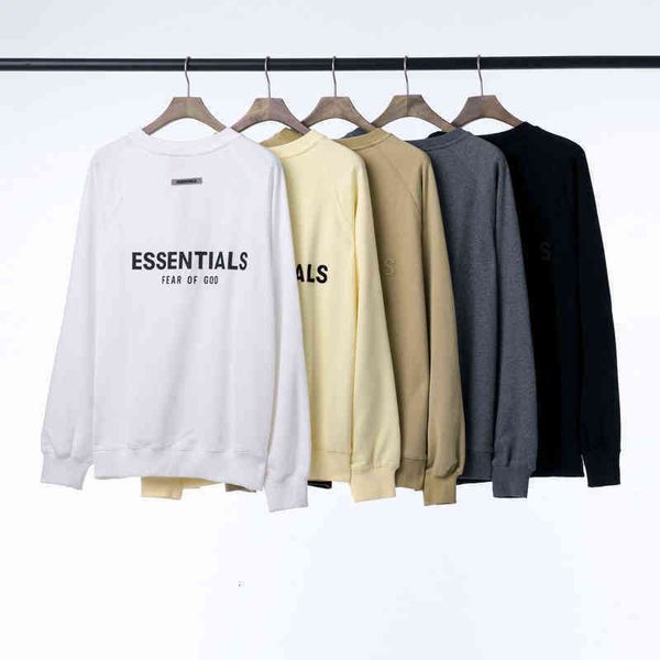 

essentials women's hoodie rubber pressing letter pullover round neck sweater men's bf high street coat winter simple versatile com, Black