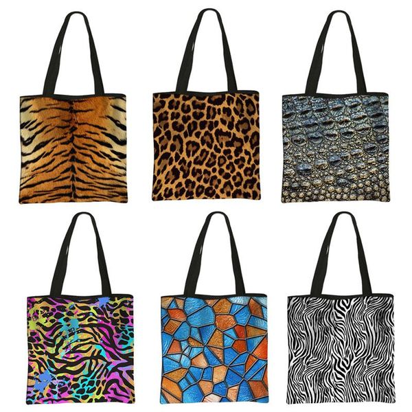 Borse da sera Tigre Leopardo Coccodrillo Zebra Strisce Stampa Spalla Borsa da donna Moda Borsa da viaggio Borsa da donna Borsa shopping riutilizzabile Sera