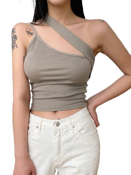 

dazy one shoulder cut out 76g0#, White