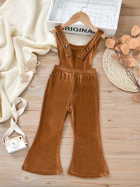 

toddler girls flare leg velvet overalls she, Blue