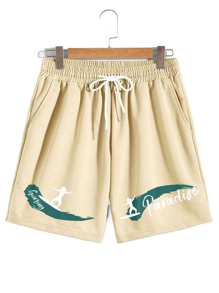 

romwe guys letter figure graphic shorts b25b#, White;black