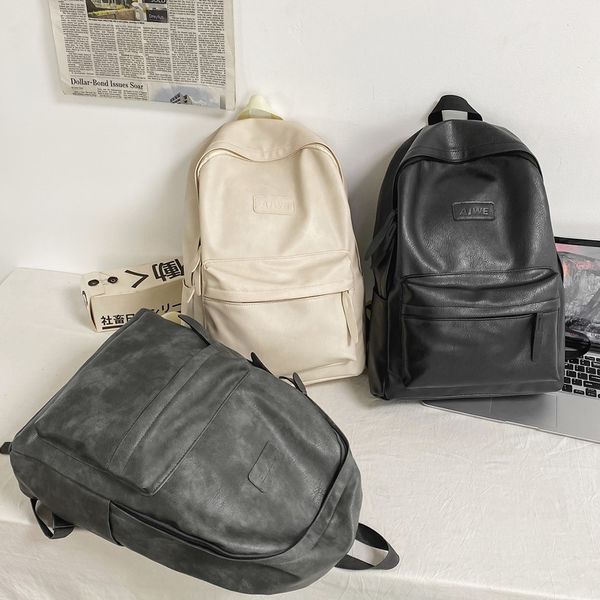 Moda erkekler sırt çantası düz renkli okul çantaları genç erkekler için gündelik erkek seyahat sırt çantası 2022 yeni Bolso hombre