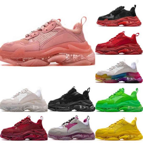 

designers paris 17fw triple s sneakers men women casual shoes triple-s clear sole white green black red rainbow sports outdoor dad shoe joab