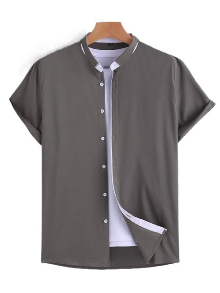 

men contrast trim shirt without tee 63xz#, White;black