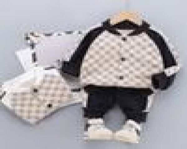 

autumn children clothing boys sets tracksuit baby girls clothes casual print cotton suit costume for kids, White