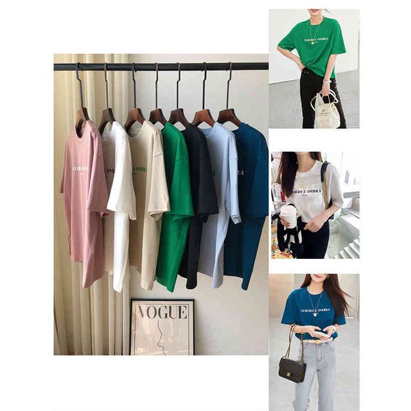 

women's t-shirt p155165 round neck lettered t-shirt female, White