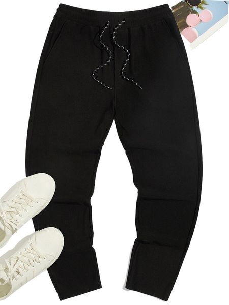 

men drawstring waist pants u7jg#, Black