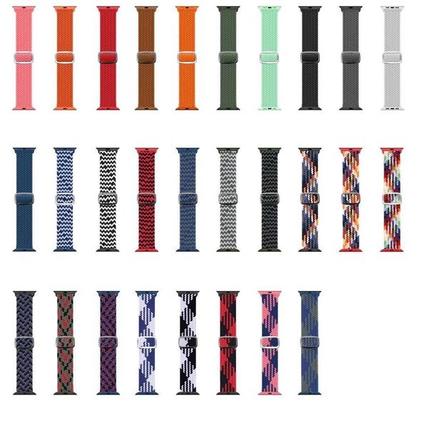 Nylon Scrunchie Bess для Apple Watch Band 45 мм 44 мм 42 мм 41 мм 40 мм 38 мм Регулируемый эластичный браслет для iWatch 7/6/SE/5/4/3/2/1