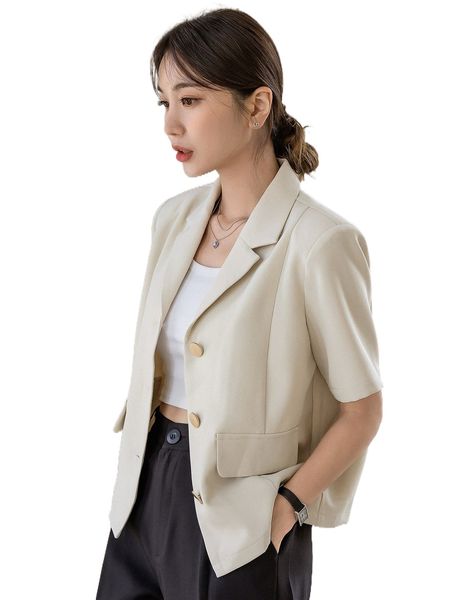

dazy fold pleated lapel neck blazer i1y6#, White