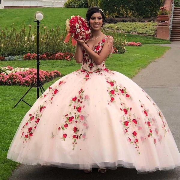 

luxury sweet quinceanera dresses ball gown 16 girl appliques birthday party prom dress vestidos de 15 aÃ±os, Blue;red