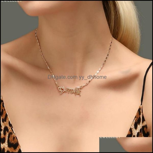 Anh￤nger Halskette Anh￤nger Schmuck Zierbrief Name Frauen Halskette Personalisierte beste Freundin Acessorios Feminino Choker Collares de Moda