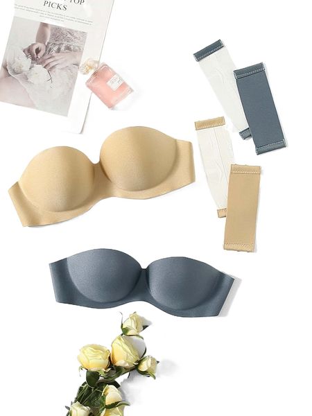 

2pack wireless bra with 4pack straps x37g#, Black;red