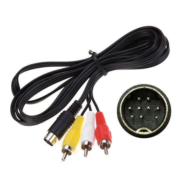 3RCA 1,8M 6FT 9 -контактный аудио -видео AV CABLE для SEGA GENESES 2 или 3 Game A/V Адаптерный шнур
