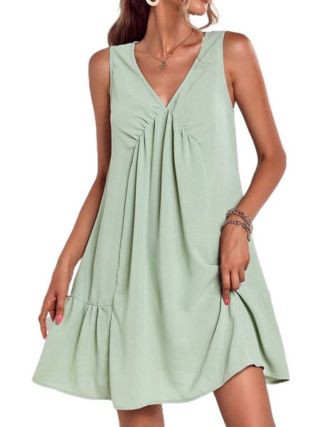 

solid v neck dress f8vz#, Black;gray