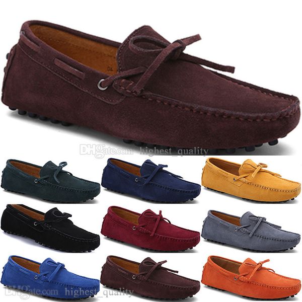 318 New Fashion mens Scarpe casual in pelle Stile britannico primavera Coppia Genuine Peas Scrub uomo Drive Lazy man soprascarpe outdoor comodo traspirante nero giallo