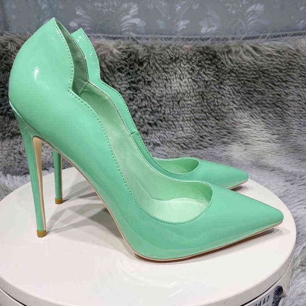 

light green high heels light female side curl cut toe pointed stiletto pumps elegant wedding slip on customizable high heel shoe t220730, Black