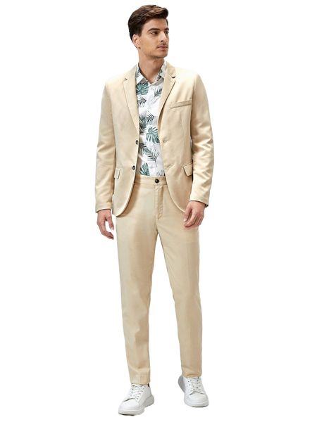 

men single breasted blazer & tailored pants 54p6#, White;black