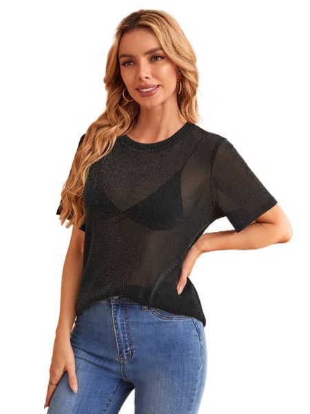 

round neck glitter without bra 09zn#, White