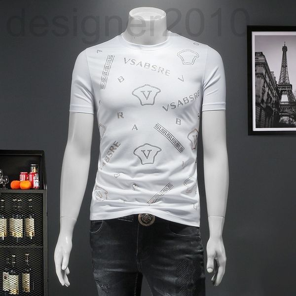 

men's t-shirts designer european heavy industry round neck drill double mercerized cotton 2022 summer new men's short sleeve t-shi, White;black