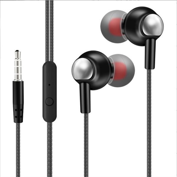 Metal 3,5mm fones de ouvido com fio com fone de ouvido na orelha de microfone para telefones celulares PC Gaming Ultra Bass Super Sound Earbud Music Fone de fone de ouvido amplificadores de fone de ouvido