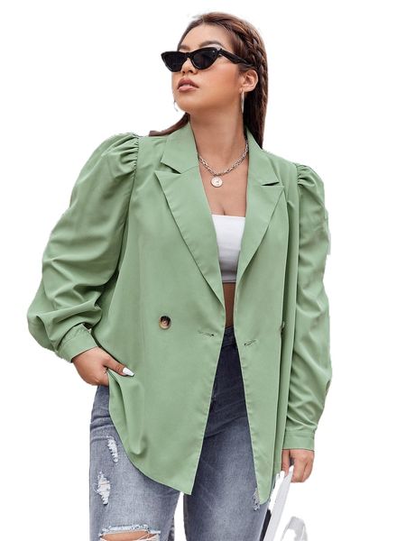 

plus lantern sleeve double breasted blazer r4xw#, Black