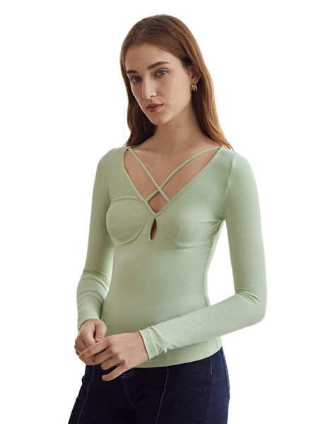 

motf premium modal criss cross bustier t-shirt y1je#, White