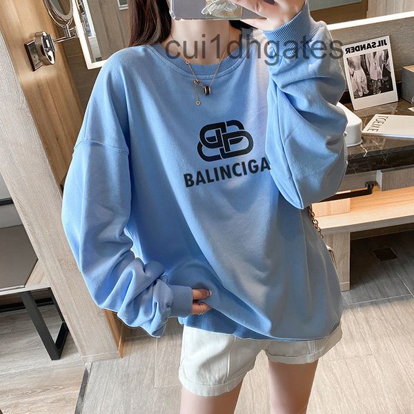 

2022 designer b br coats and hoodies cotton white long sleeved t-shirt men's women's autumn new ins trend loose inner with plush b, Black