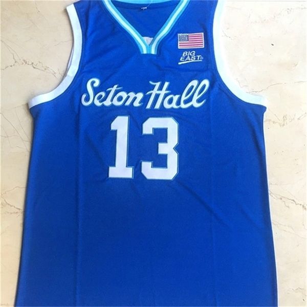 Nikivip 2020 Myles Powell Jersey 13# Seton Hall University College costurou Bordado de basquete masculino Jersey White Blue Size S-xxl Sport Vintage