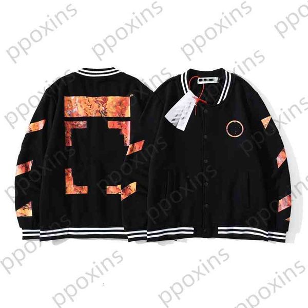 

offs men's jacket fashion arrow flame bomber cotton loose white autumn winter plush and women's sweater, Black;brown