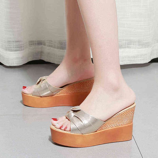 

rimocy summer wedges slippers women chunky platform slides woman light thick bottom flip flops ladies open toe wedge sandals 220528, Black